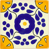 yellow with blue inside flower tile pattern