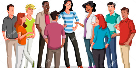 ilustración de personas hablando en círculo