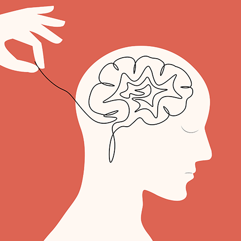 illustration of thread pulling on brain